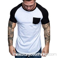 Color Matching T Shirt Male,Donci Summer New Round Neck Stitching Tees Pocket Casual Sports Short Tops Black B07Q1FF6Z3